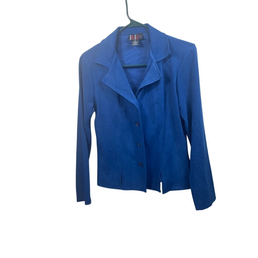 R&K Originals Petite Blue Suede Blazer Jacket Women's Size‎ 6P